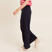 Pantalon coupe large &agrave; pont bleu fonc&eacute; femme