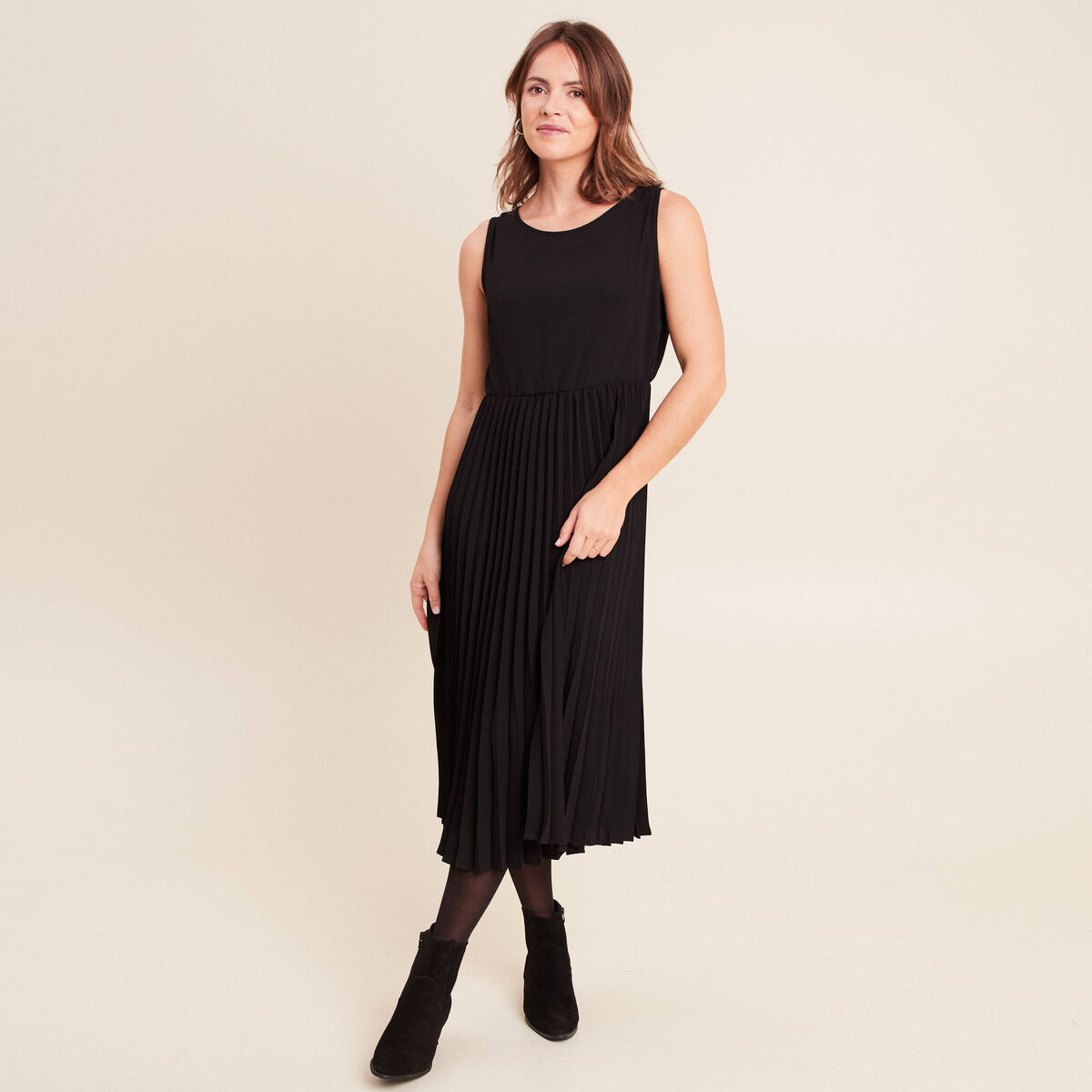 Robe longue &eacute;vas&eacute;e 2 en 1 noir femme