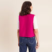 Gilet sans manches bouclette poches rose fushia femme