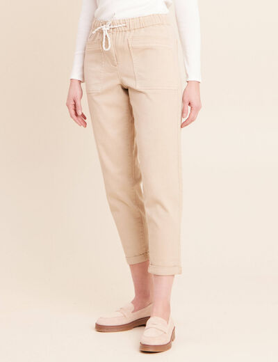 Jean coupe mom 7/8&egrave;me denim beige femme