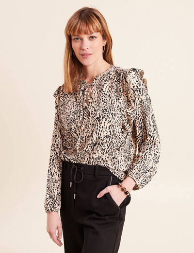 T-shirt manches longues beige femme