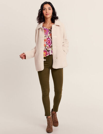 Blouse manches 3/4 prune femme
