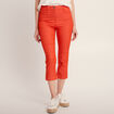 Pantacourt droit taille haute orange femme