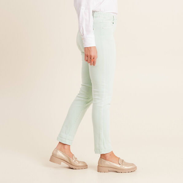 Jean ajusté 7/8ème 5 poches vert clair femme