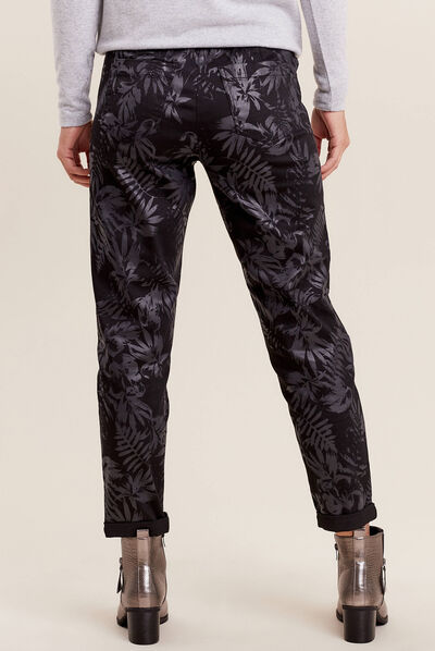 Pantalon paperbag enduit noir femme