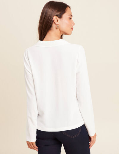Blouse ample courte col chemise ecru femme