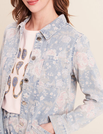 Veste longue droite manches longues rose femme