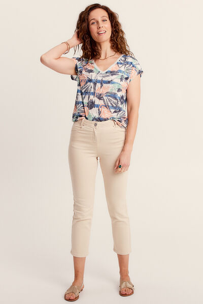 T-shirt manches courtes ecru femme