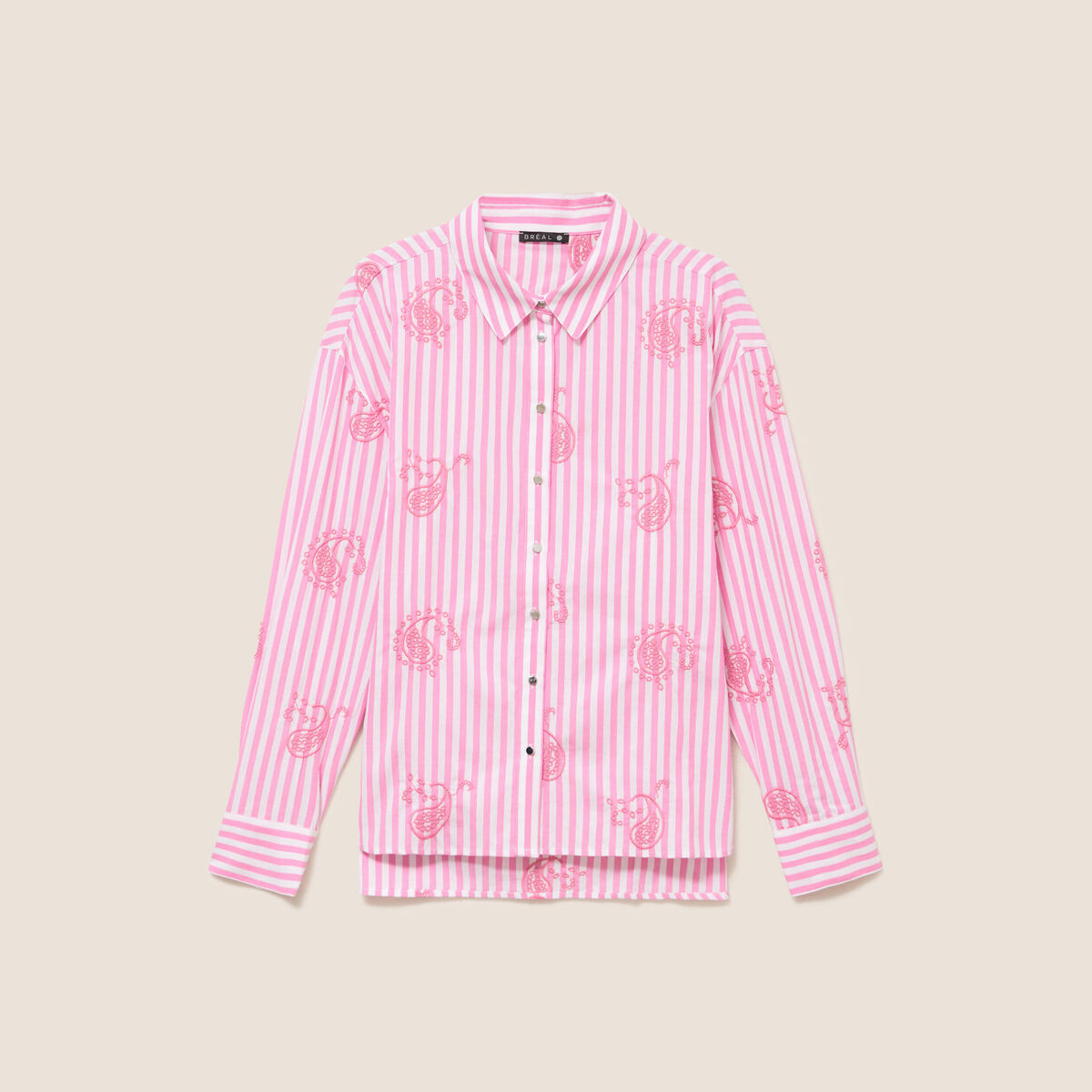 Chemise manches longues fluide rose femme