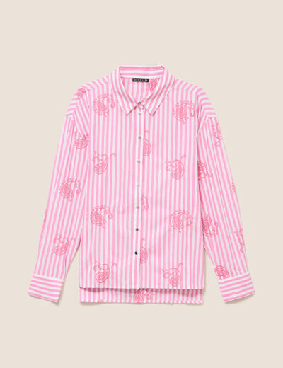 Chemise manches longues fluide rose femme