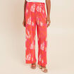 Pantalon coupe large taille haute pliss&eacute; rouge femme