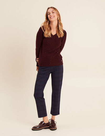 Pantalon droit bleu marine femme