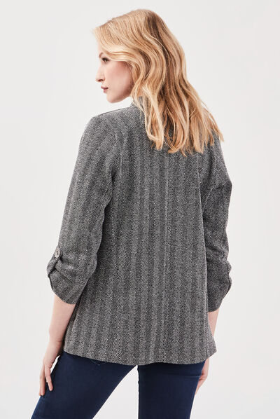 Veste évasée col châle noir femme