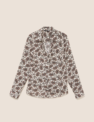 Chemise cintr&eacute;e manches longues fluide blanc femme