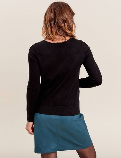 Pull manches longues noir femme