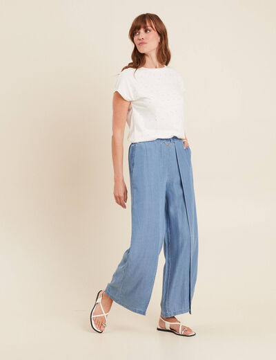 Pantalon large avec pans denim double stone femme