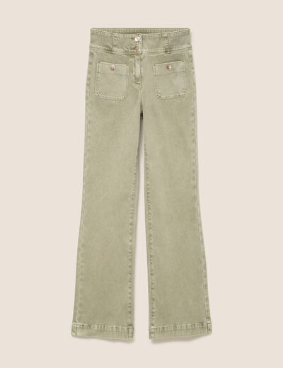 Jean coupe bootcut taille haute vert clair femme