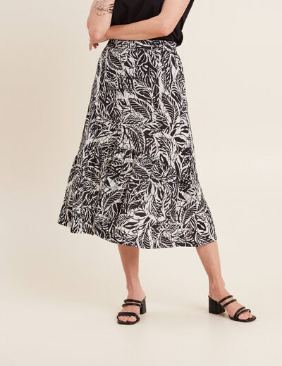 Jupe longue évasée satin noir femme