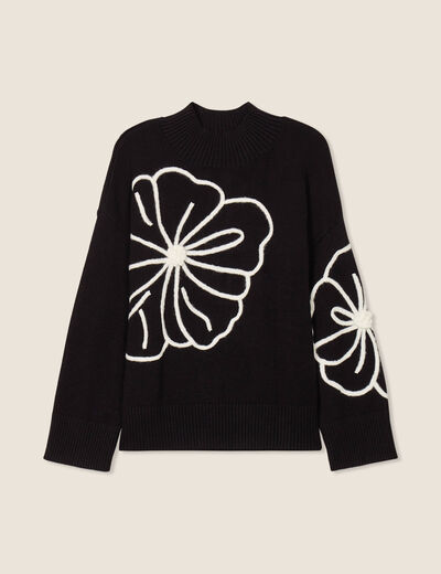 Pull manches longues noir femme
