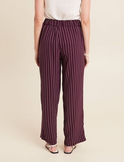Pantalon large 7/8ème taille haute bordeaux femme