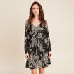 Robe évasée manches 3/4 noir femme