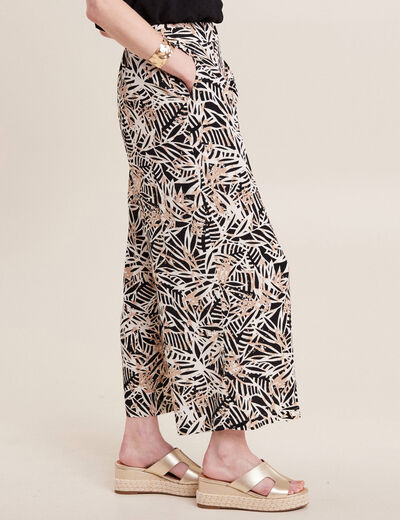 Pantalon flou large 7/8ème noir femme
