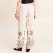 Pantalon large taille haute beige femme