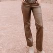 Pantalon enduit coupe large marron fonc&eacute; femme