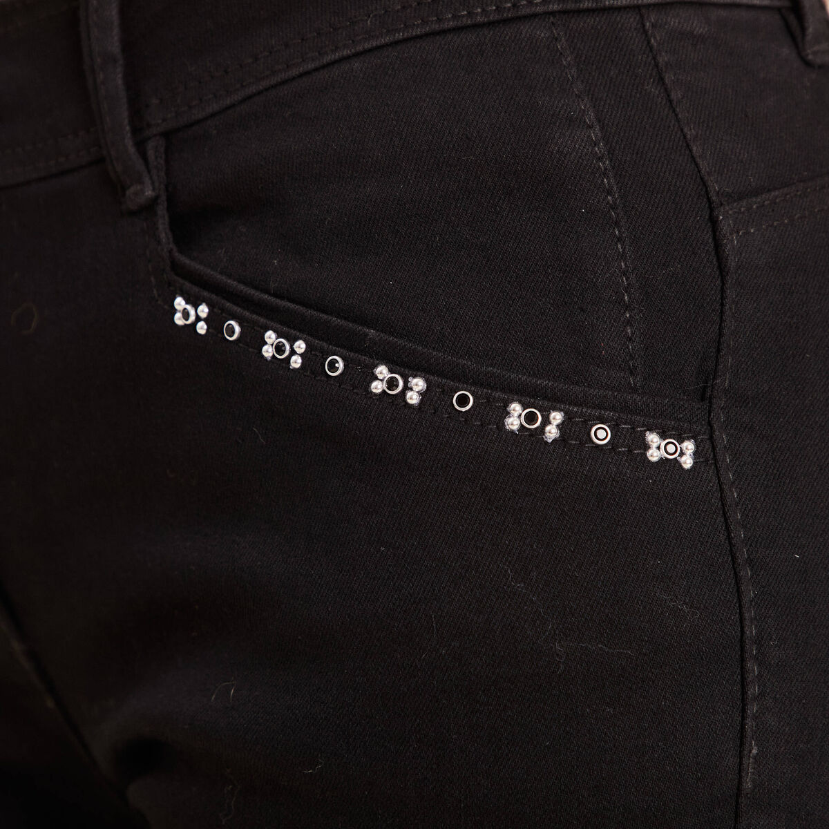 Jean bootcut taille basculée denim noir femme