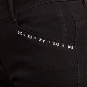 Jean bootcut taille basculée denim noir femme