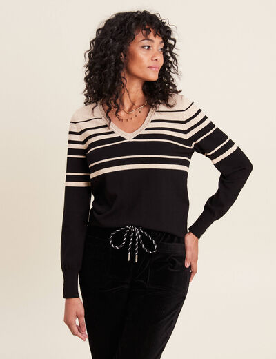 Pull manches longues noir femme