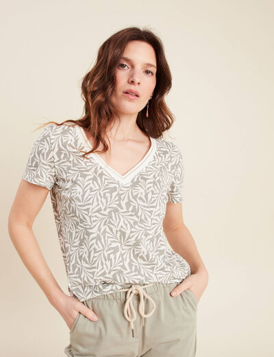 T-shirt manches courtes vert kaki femme