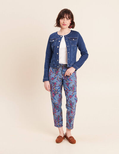 Veste r&eacute;versible cintr&eacute;e en jean bleu femme