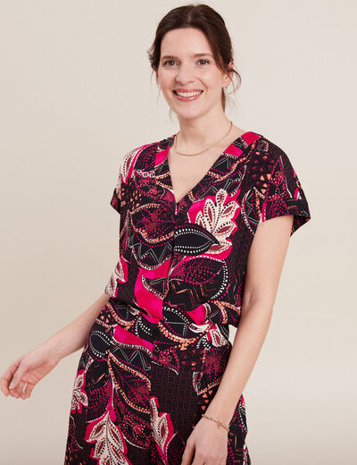 Blouse manches courtes noir femme