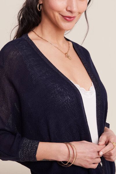 Gilet manches 3/4 bleu marine femme