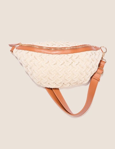 Sac banane effet crochet ecru femme