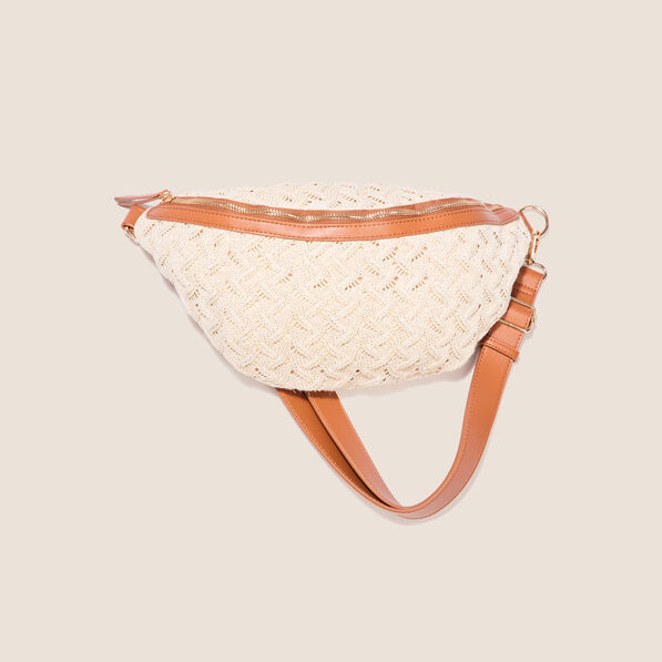 Sac banane effet crochet ecru femme