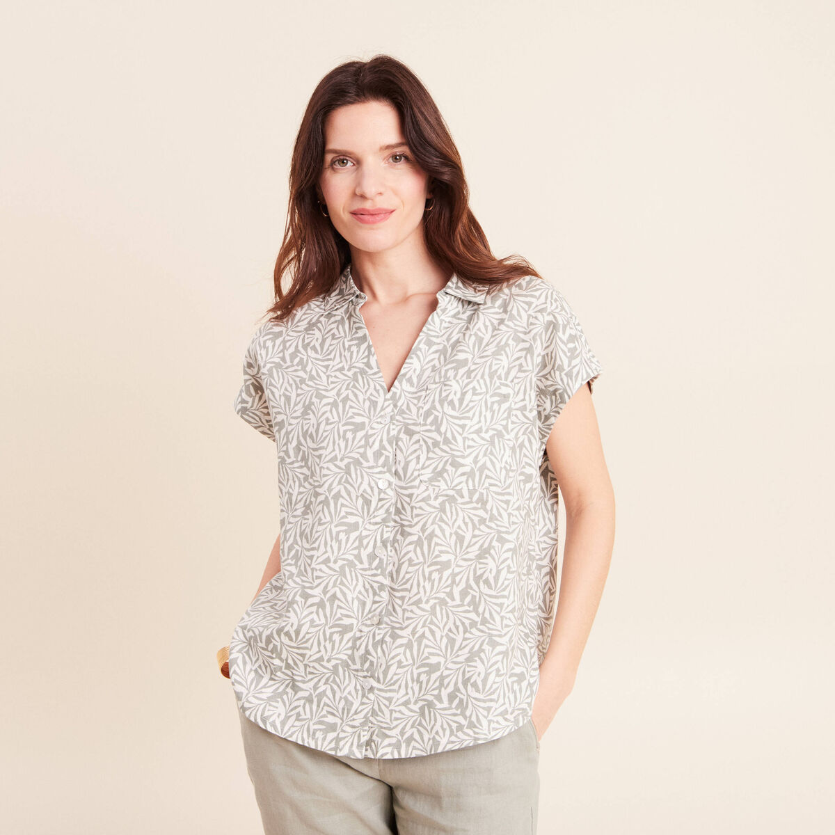 Chemise sans manches vert kaki femme