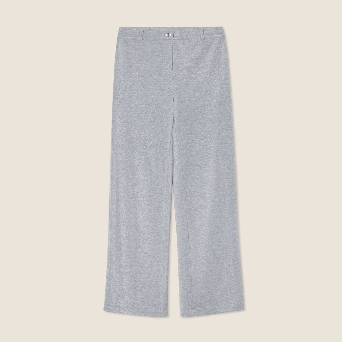 Pantalon large paillettes gris argent femme