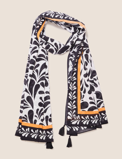 Foulard à pampilles noir femme