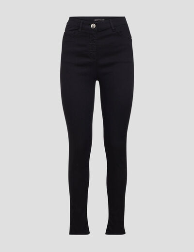 Pantalon léger taille haute long noir femme