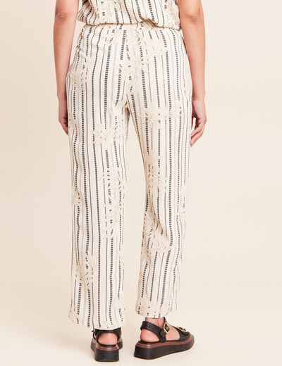 Pantalon large taille haute noir femme