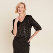 T-shirt manches 3/4 noir femme