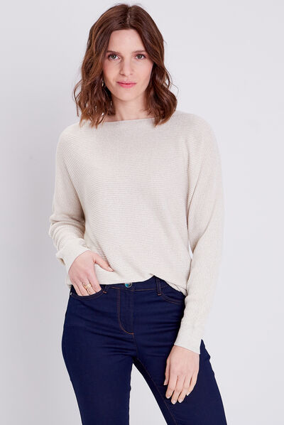 Pull manches longues beige femme