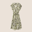 robe longue évasée col v manches courtes vert femme