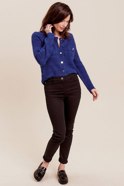 Gilet manches longues bleu electrique femme