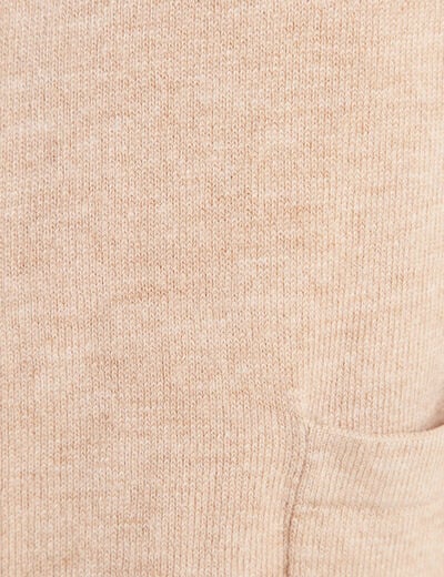 Gilet droit mi-long &agrave; capuche creme femme