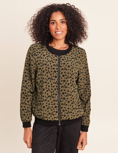 Gilet r&eacute;versible manches longues vert femme