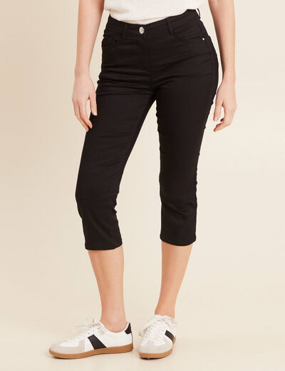 Pantacourt droit taille standard noir femme