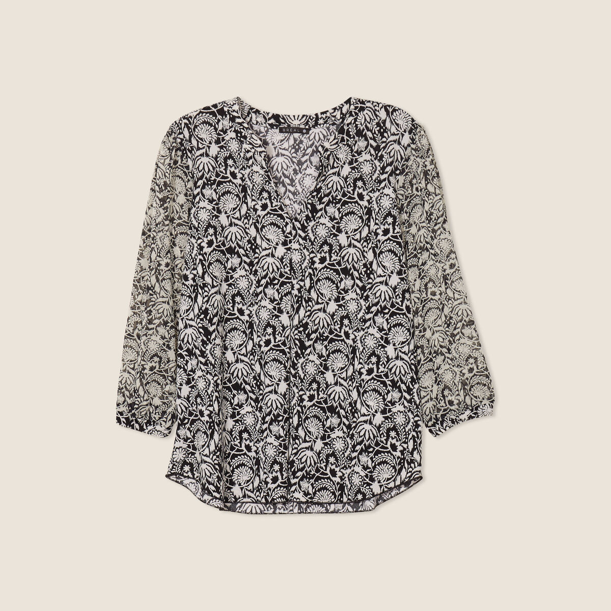 Blouse manches 3/4 noir femme